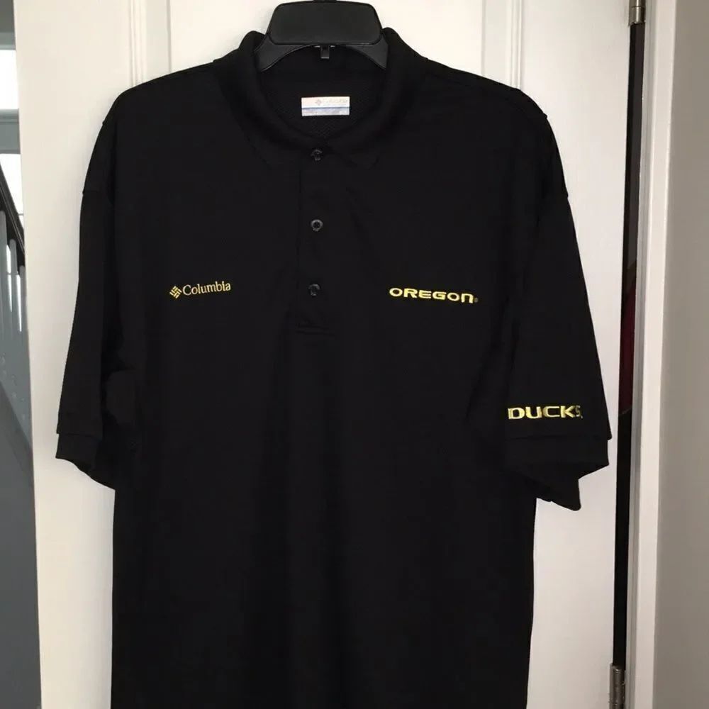 Columbia PFG Black Performance Fishing Oregon Ducks golf polo shirt Peach Bowl